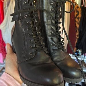 Next Black Lace-Up Heeled Boots